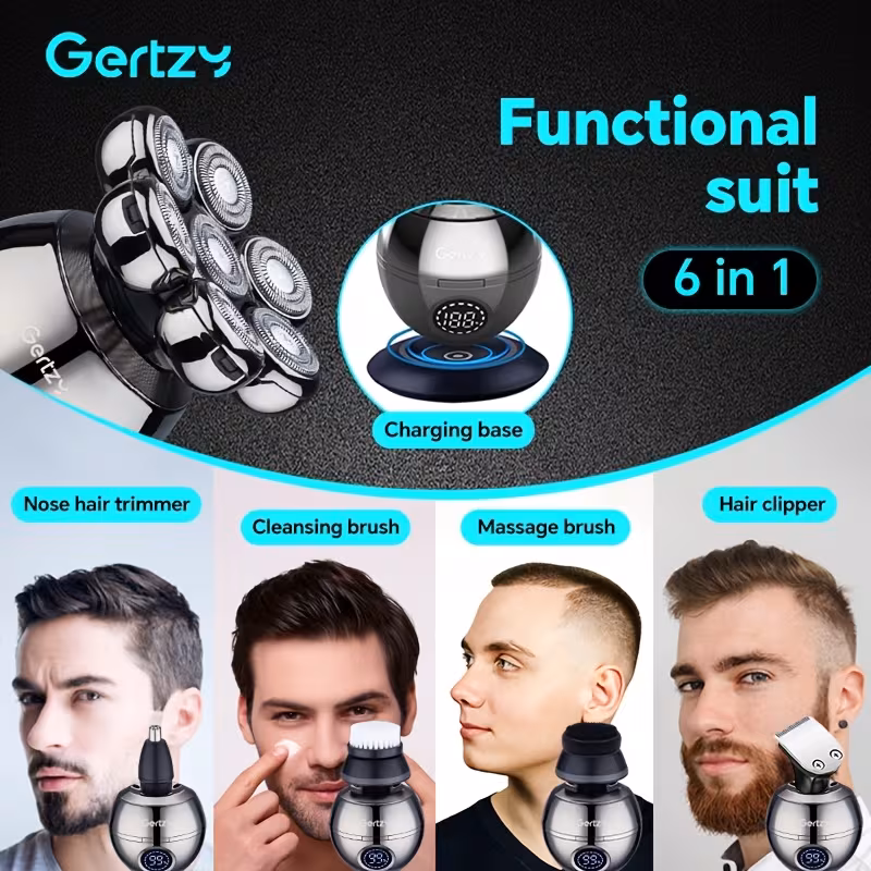 mens grooming set electric shaver with rotary trimmer nose hair trimmer comb and massager cordless rechargeable machine making it a great gift for fathers day Product details 6