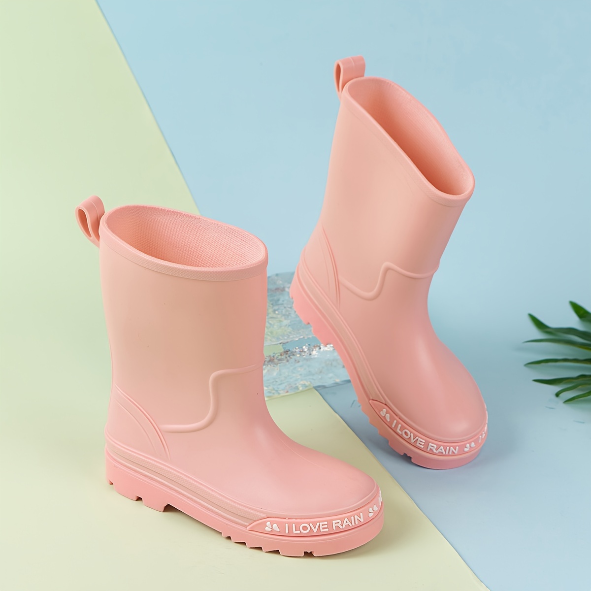 fashion solid color pu upper rain boots fabric lining pvc Temu Oman