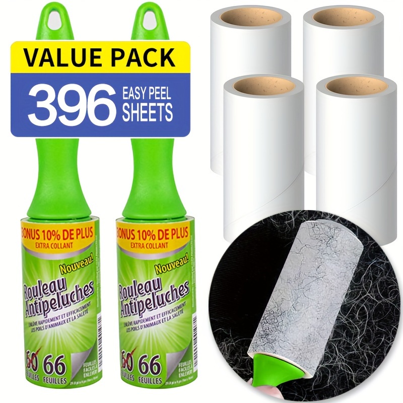 

396- Lint Set, 2 + 6 Pet Remover For , Carpet, Clothes, Portable And Tearable, Includes Refills For Removal