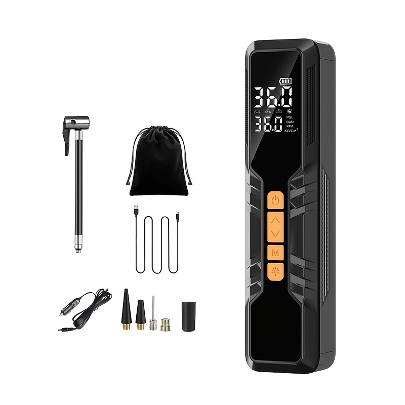 TEMU Portable Car Air Pump | Filling, Digital Led Tire Pump, Automatic Tire Pressure Detection, Wireless Air Compressor - Suitable For Car, Bicycle,