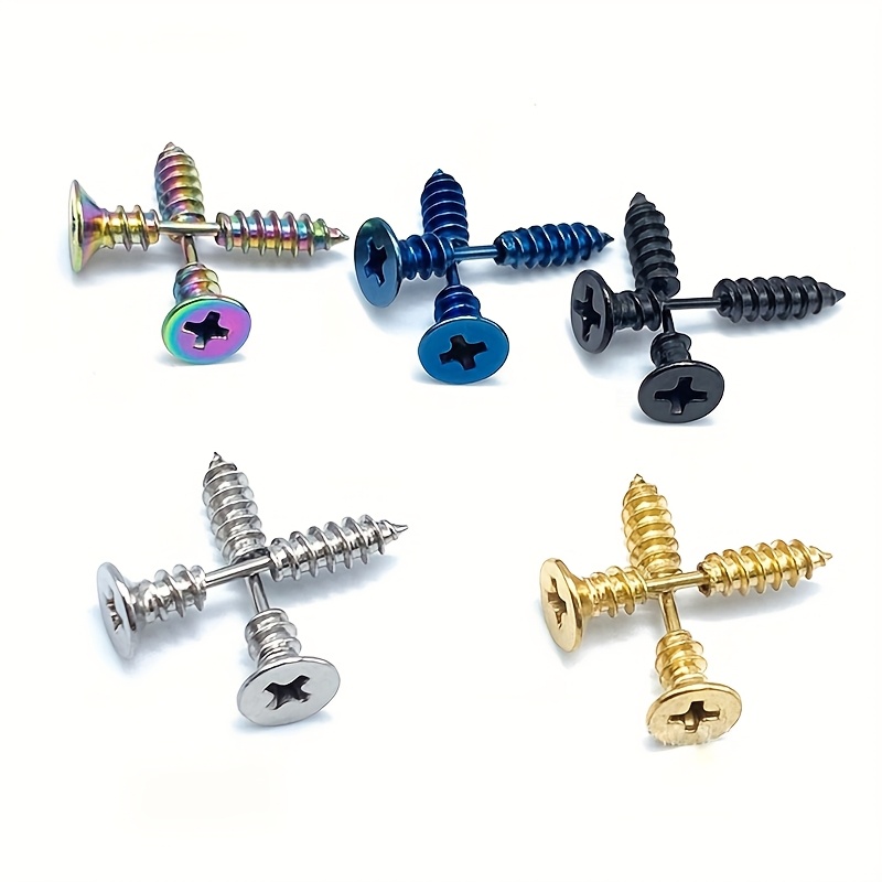 1/2pc screw nail stud earrings for men women stainless steel screw