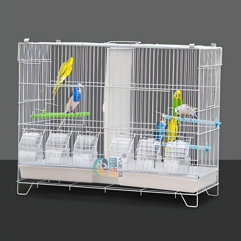 TEMU Cage With Removable Divider & Feeding Doors | 60x26x40cm Metal Parrot Cage For Small Birds (parakeets/cockatiels) | Easy- | Compact Aviary For