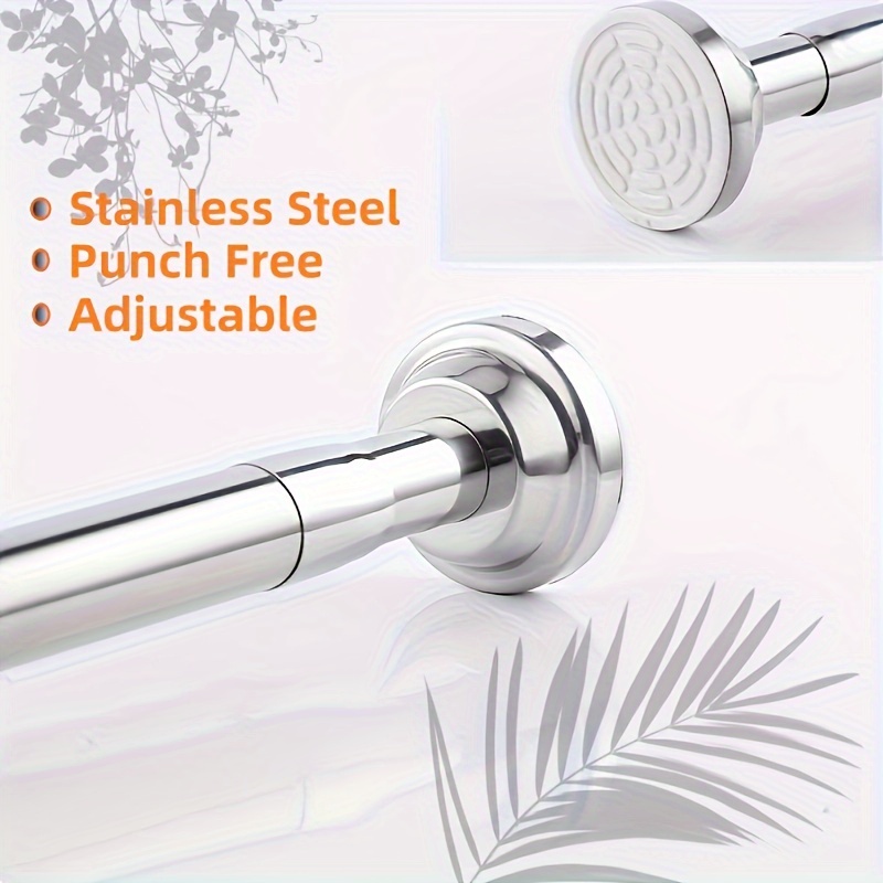 1set stainless steel shower curtain rod adjustable tension curtain rod various combinations no drill stainless steel spring clothes hanging bar rail for bathroom closet wardrobe