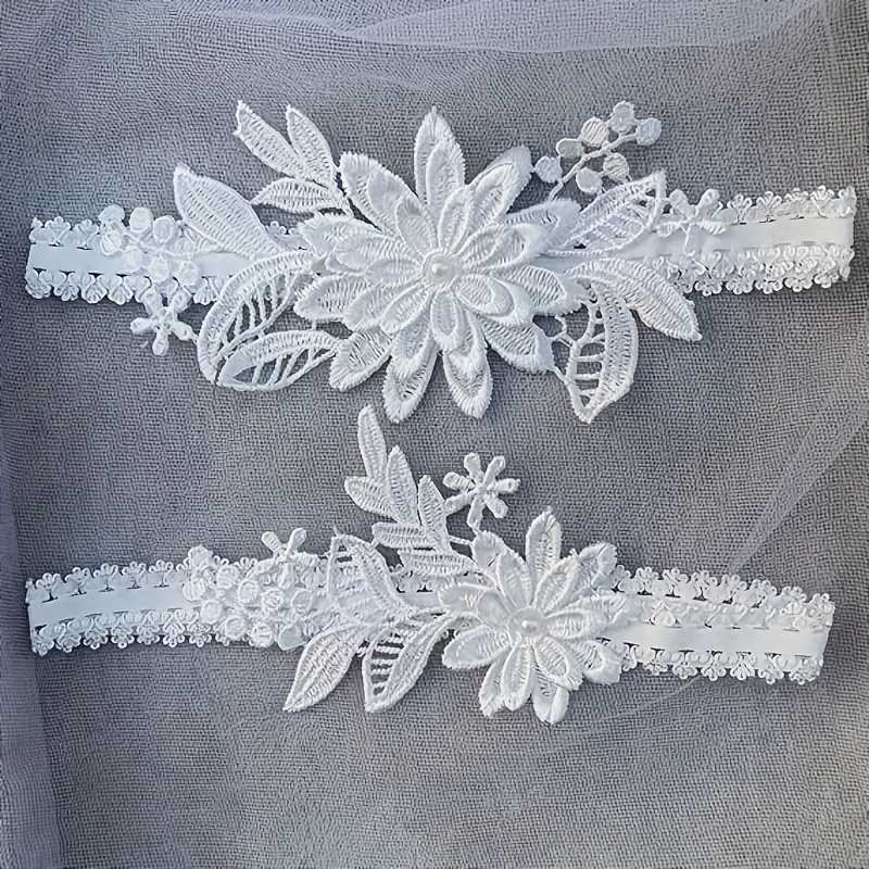 Romantic Wedding Garters Set Lace Bridal Garter Floral Lace - Temu