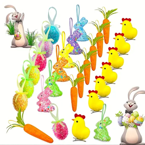 24pcs decorations colorful foam chick artificial ornaments spring party crafts no electricity required featherless holiday decor