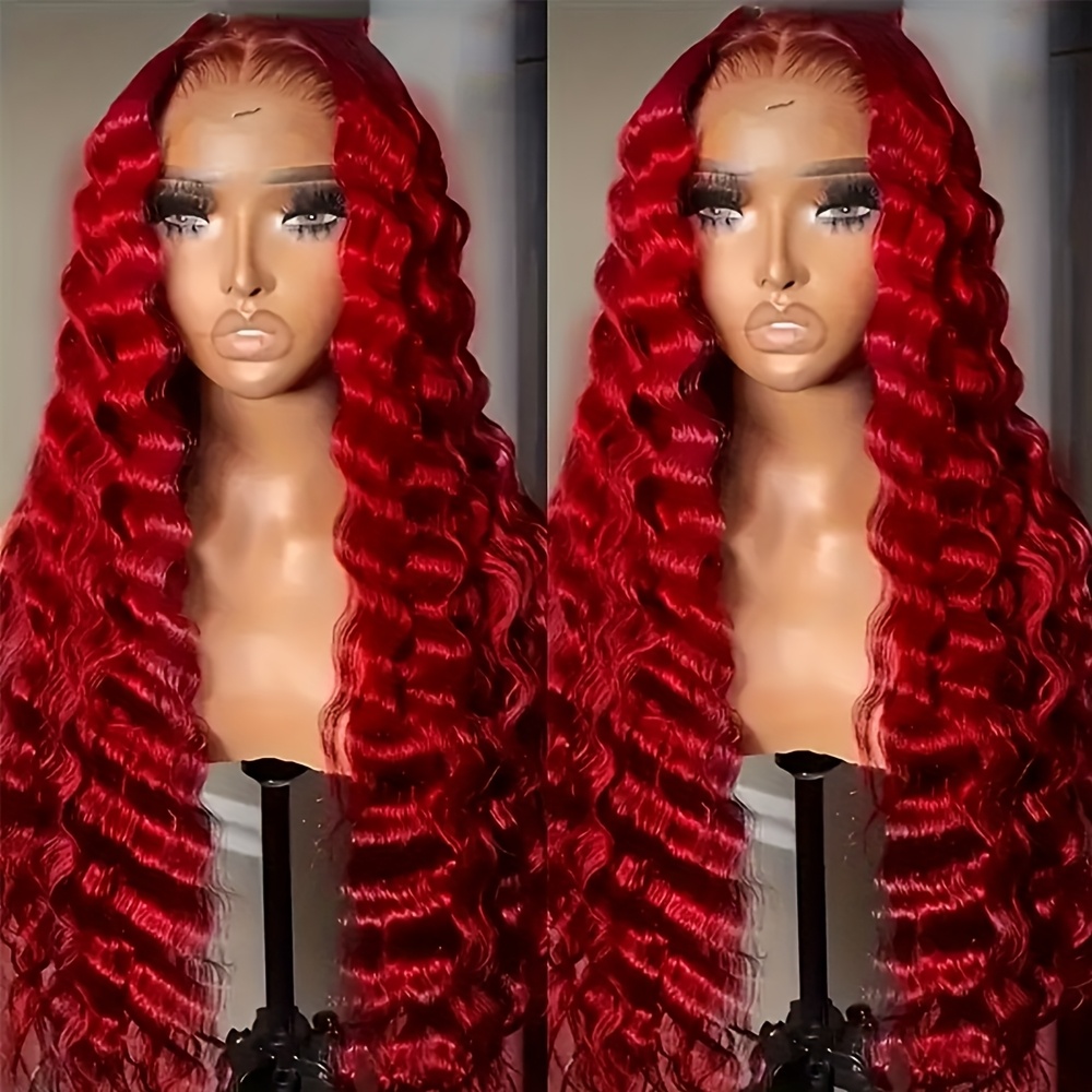 elegant deep wave lace front wig women 26 long hd - Temu display picture 1