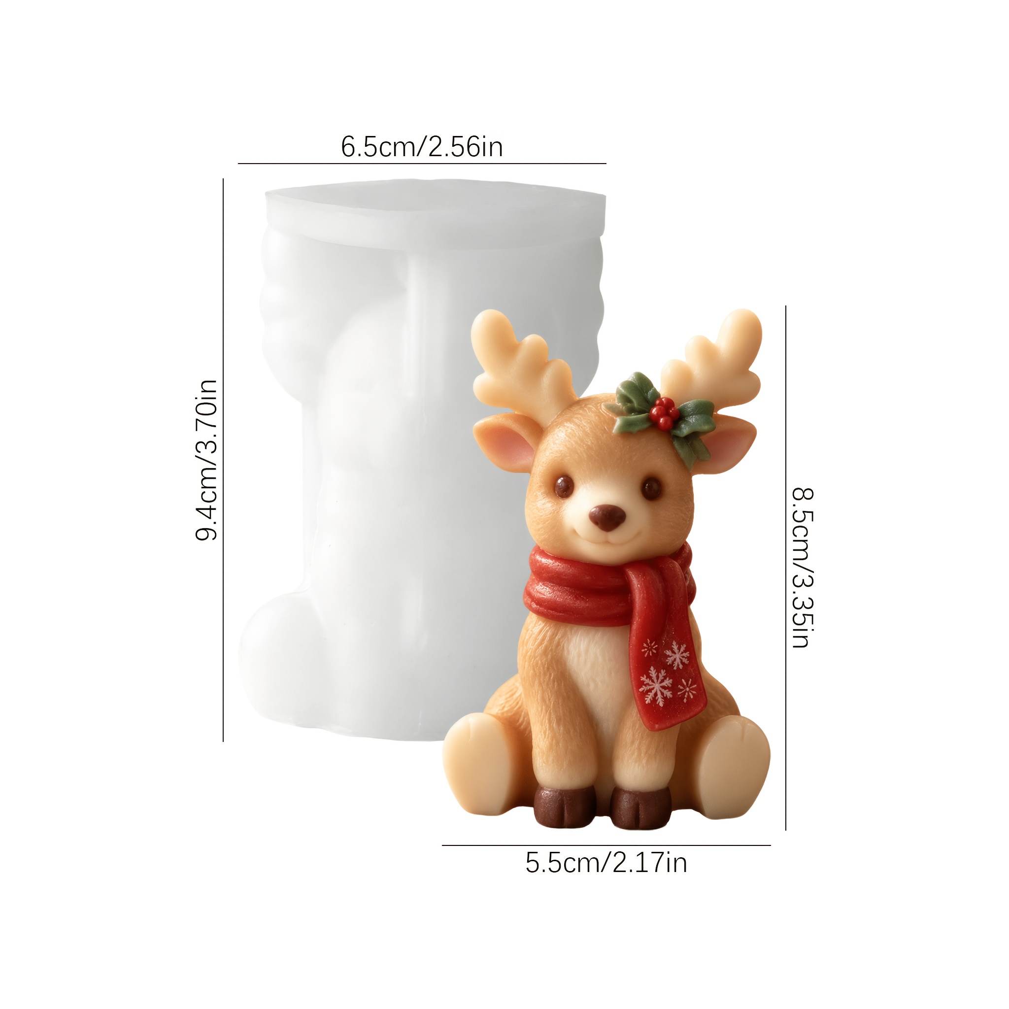 TEMU Stampo in silicone per candela a tema renna natalizia, stampo per ornamenti in resina gesso a forma di renna natalizia, stampo per di candele