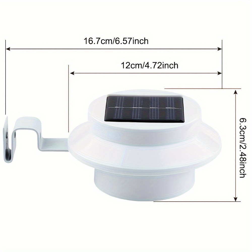 TEMU Solar Fence Lights, 3 Led Fence Gutter Lights, Garden Landscape Lighting Dark Auto Lights, Solar Lights To Light Up , Suitable For Fences,