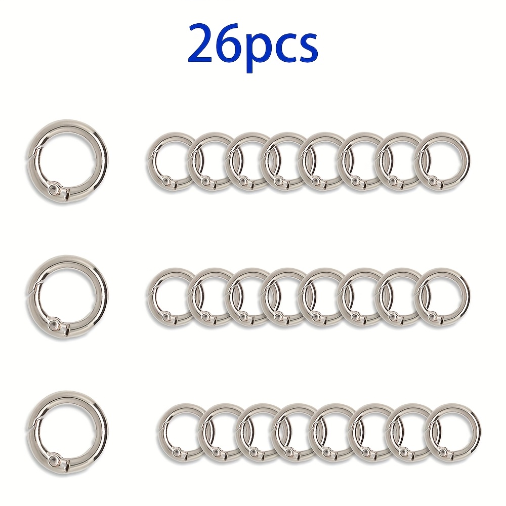 TEMU 26 pezzi, 0.79 pollici (20 mm) O-Ring a molla premium, fibbia per portachiavi in metallo, per accessori per appendere borse, portachiavi,