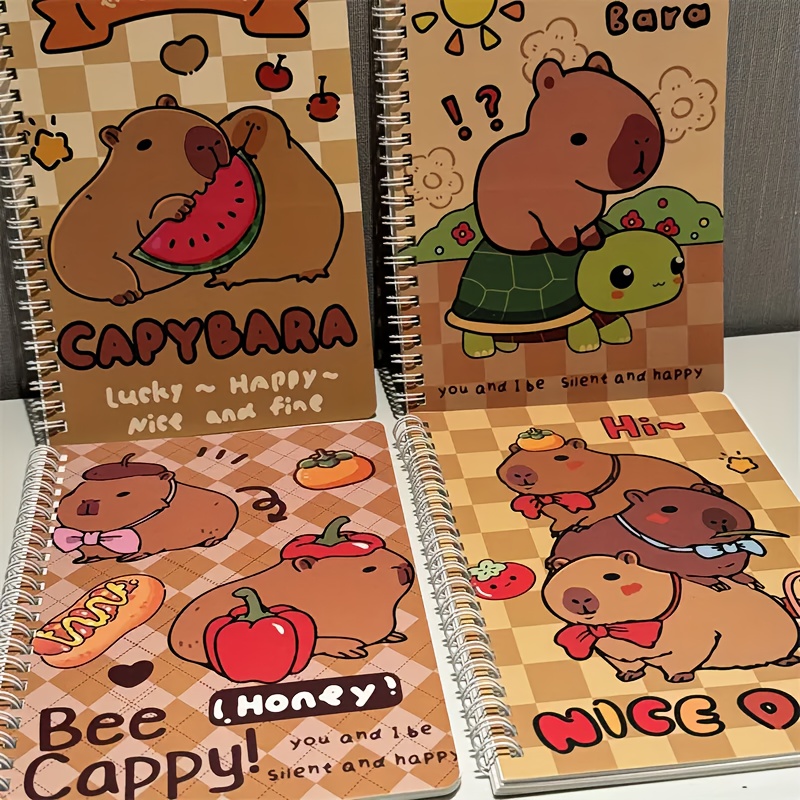 

Cute Kawaii Capybara A5 Spiral Notebook - Hard Cover, Perforated Pages For Easy Tearing, Animal/cartoon Theme - Use