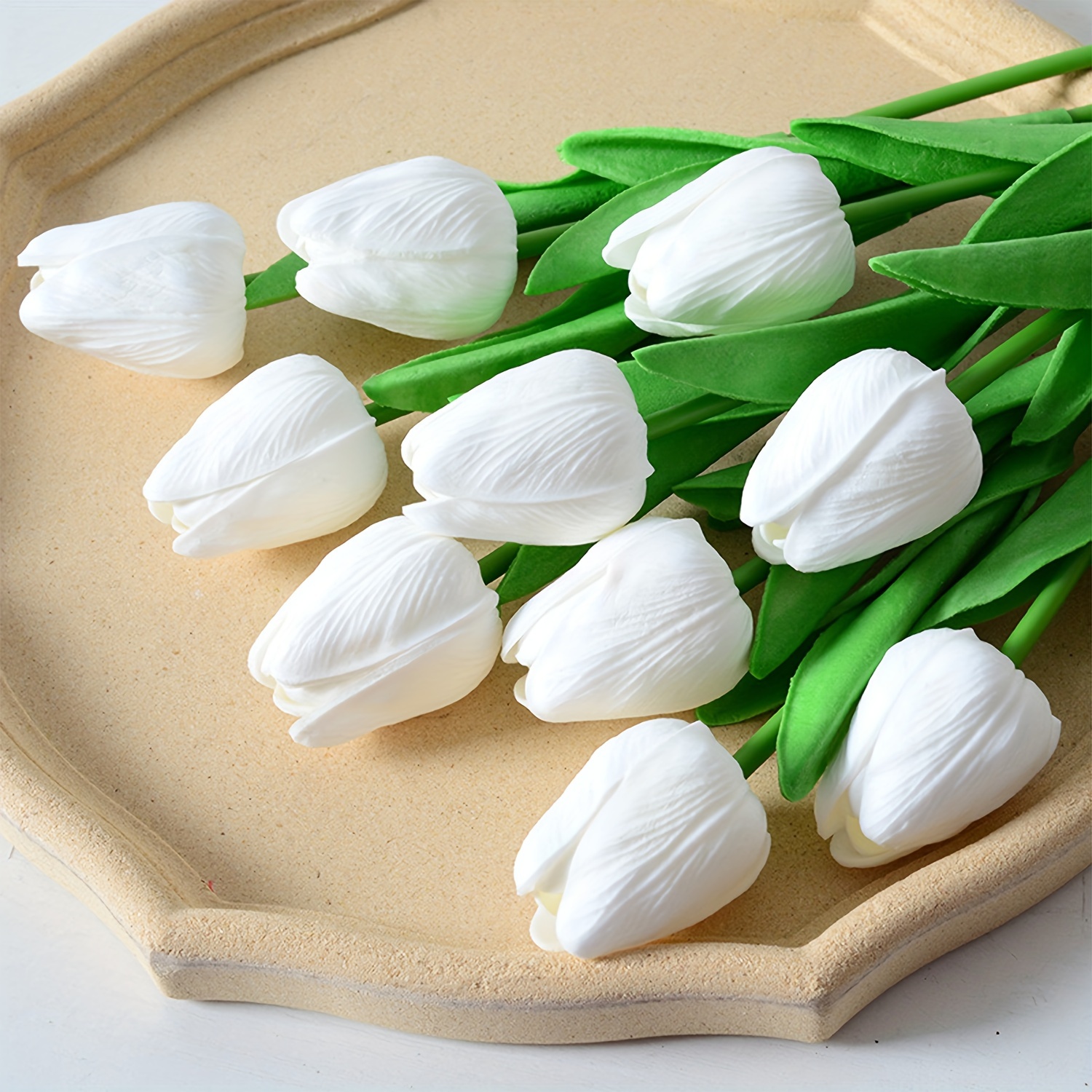 5 Flores Artificiales Tulipanes Blancos Arreglos Florales - Temu