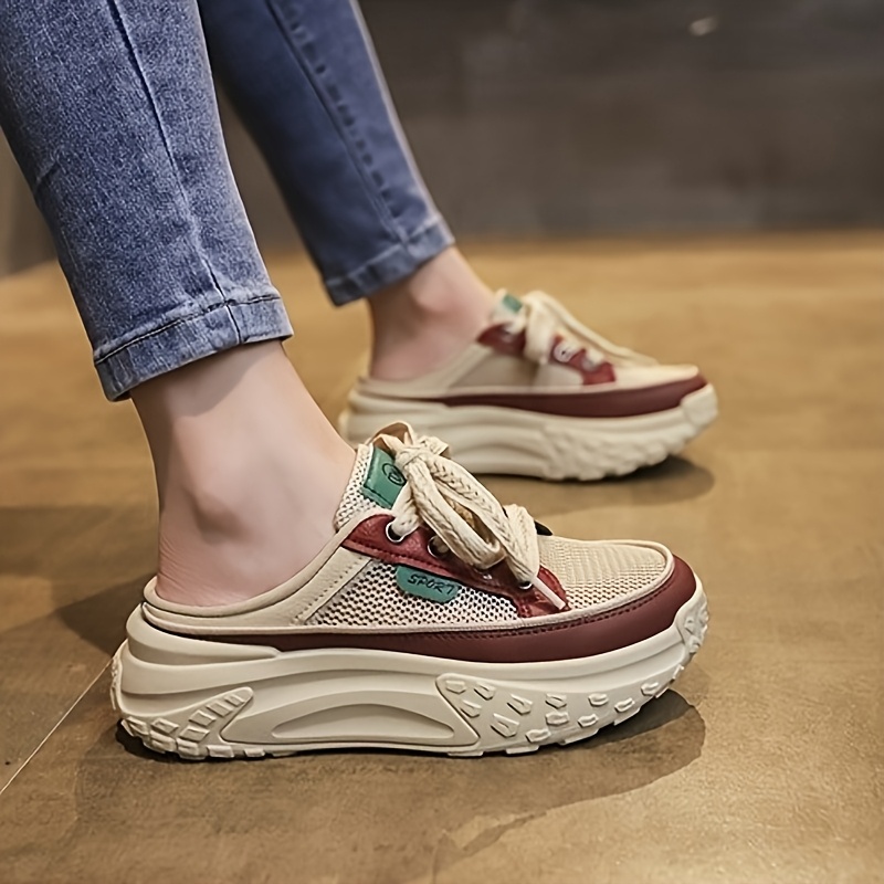 Plateau Sneaker Sneaker Beige Orange Damen Women's Retro Chunky