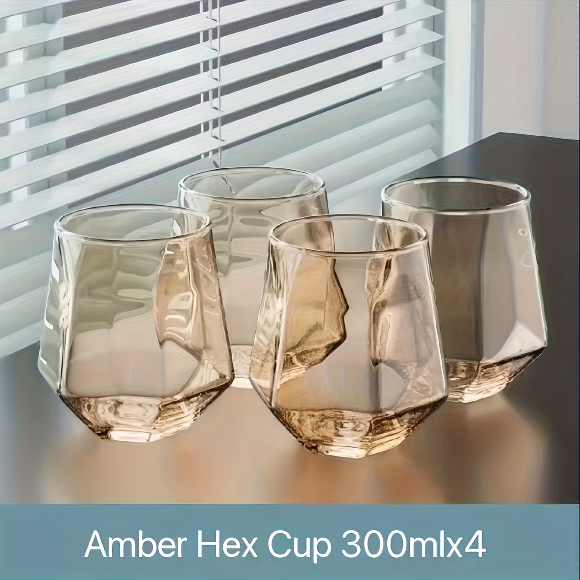 TEMU 4pcs Set, 300ml/10.14oz - Trendy Transparent Glass Cups, Water Glasses, Liquor Glasses, Home Beer Mugs, Juice Cups, Tea Cups For Living Room,