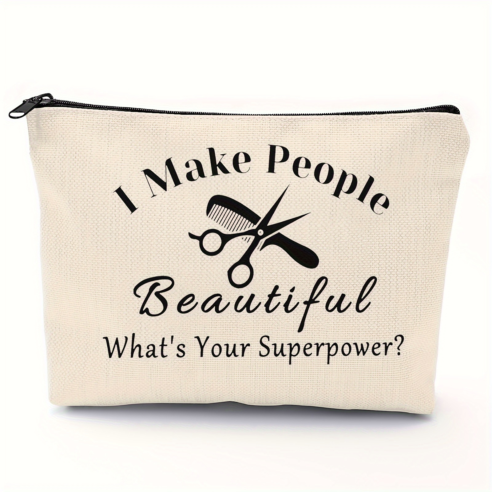 

Hair Stylist Cosmetic Bag For Women - Durable Polyester Non-waterproof Unscented Makeup Pouch With "i Make People Beautiful" Motif - Perfect For Beauty Professionals And Cosmetology Graduation Gifts