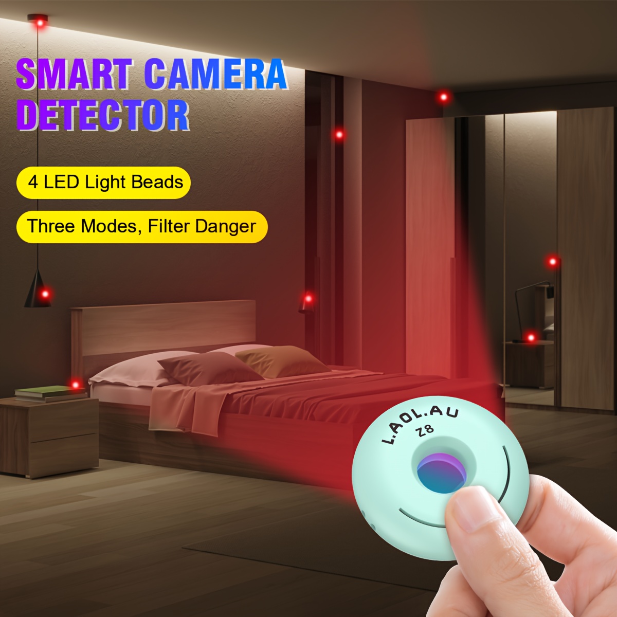 1 detector de cámaras ocultas para hotel y vestidores, compacto, portátil y recargable, esencial para viajes, regalo para novias y familia