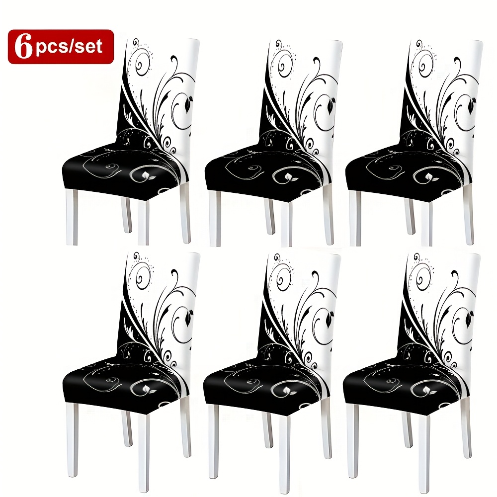 E-shop ("Aktiviert) 2/4/6 Stück Moderne Dual-Tone Druckmuster, Minimalistische High-End Stuhlbezug Dekoration, Elastischer Stuhl Schutz aus Seidenfaser