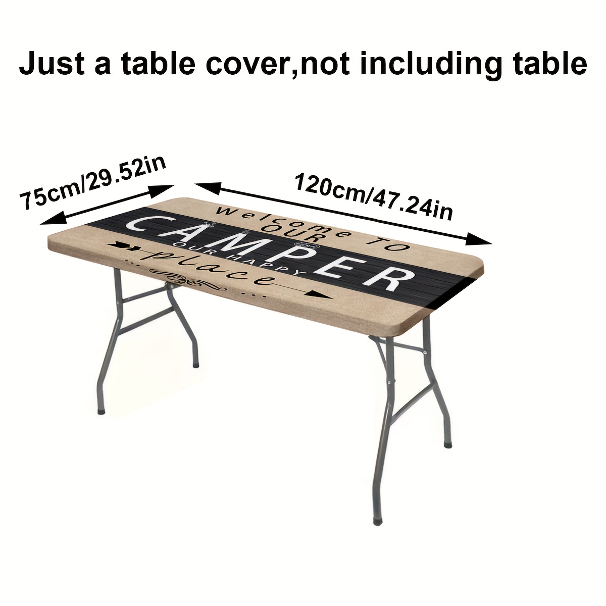TEMU Nappe élastique 1 pièce, motif imprimé lettres , housse de table d'extérieur lavable avec bords élastiques, parfaite , l'extérieur, le camping -