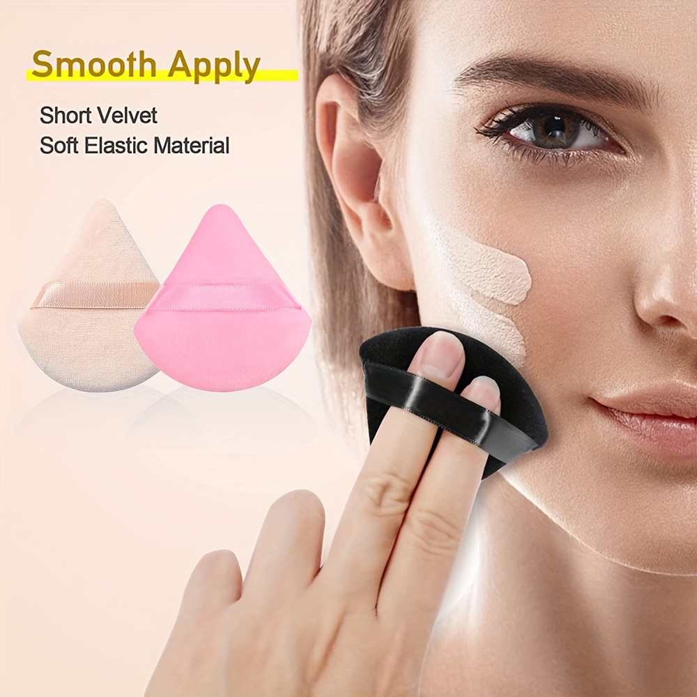 1pc/3pcs Triangle Powder Puff Setting Powder Makeup Sponge Fan Powder Finger Cushion Powder Puff