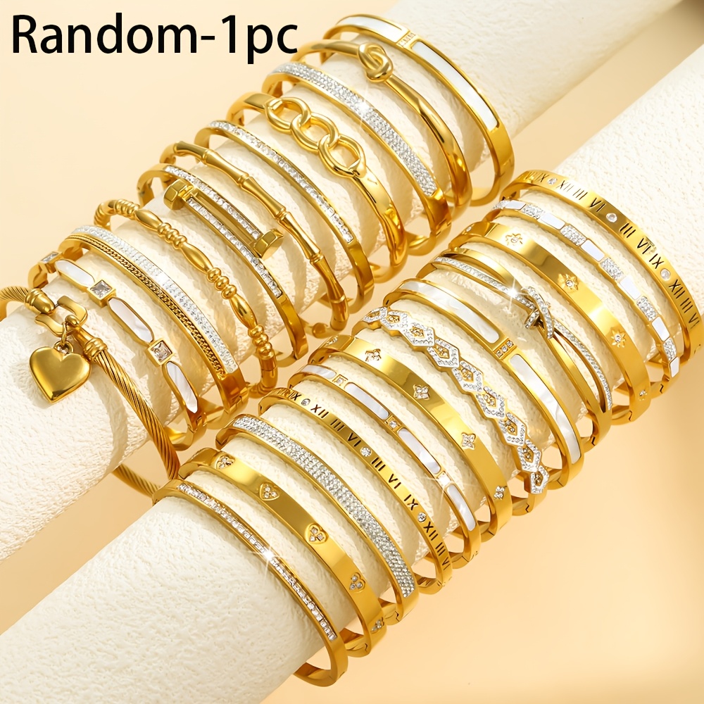 TEMU 1pc Bracelet en Acier Inoxydable Élégant et Tendance avec Romains et Détails en , Cadeau Idéal pour Votre