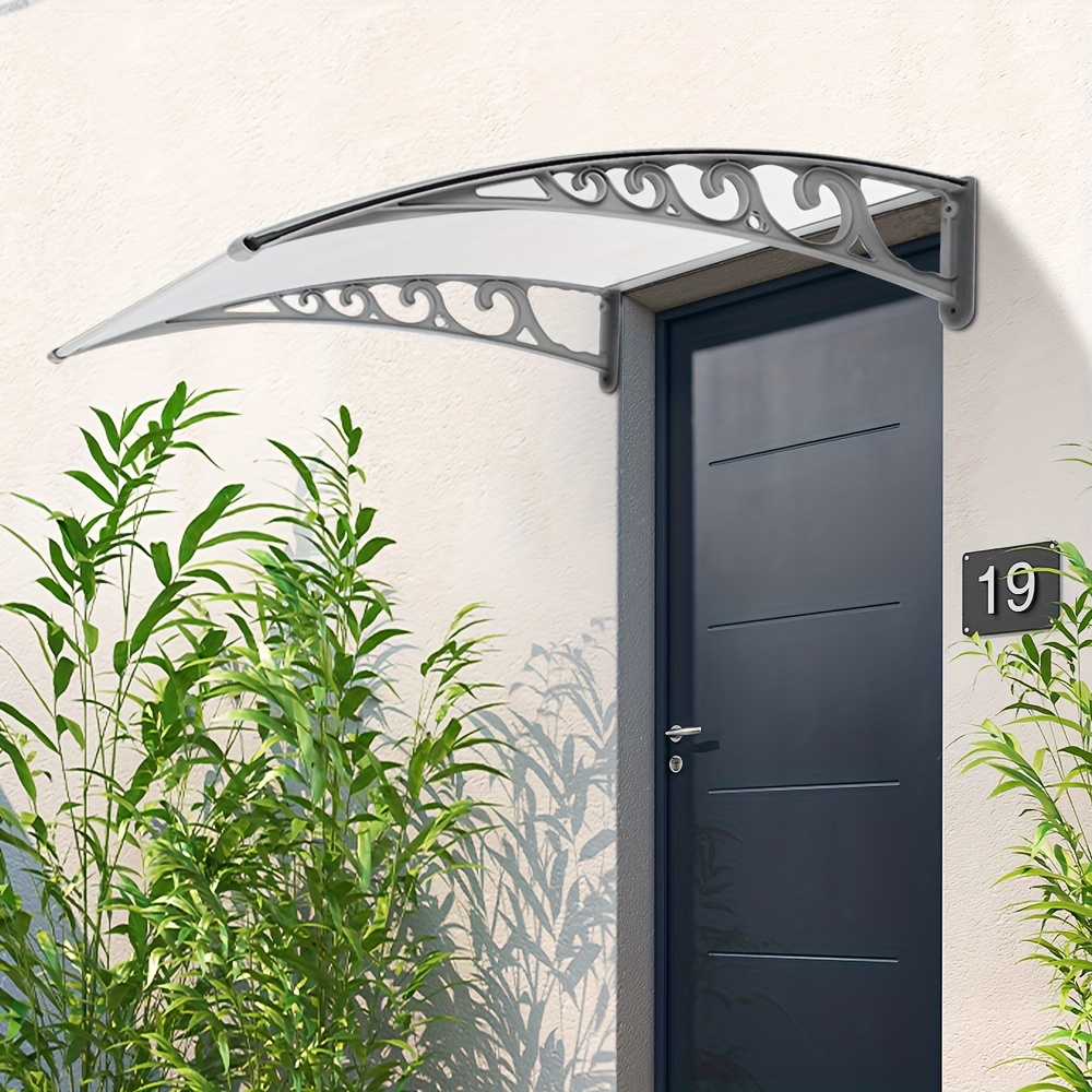 E-shop Aluminium-Fenstermarkise, Hohlkern-PC-Scheibe Polycarbonat, Gewölbte Form, Wetterfeste Markise für Terrasse, Dach und Balkon 80x120cm/30x48 Zoll