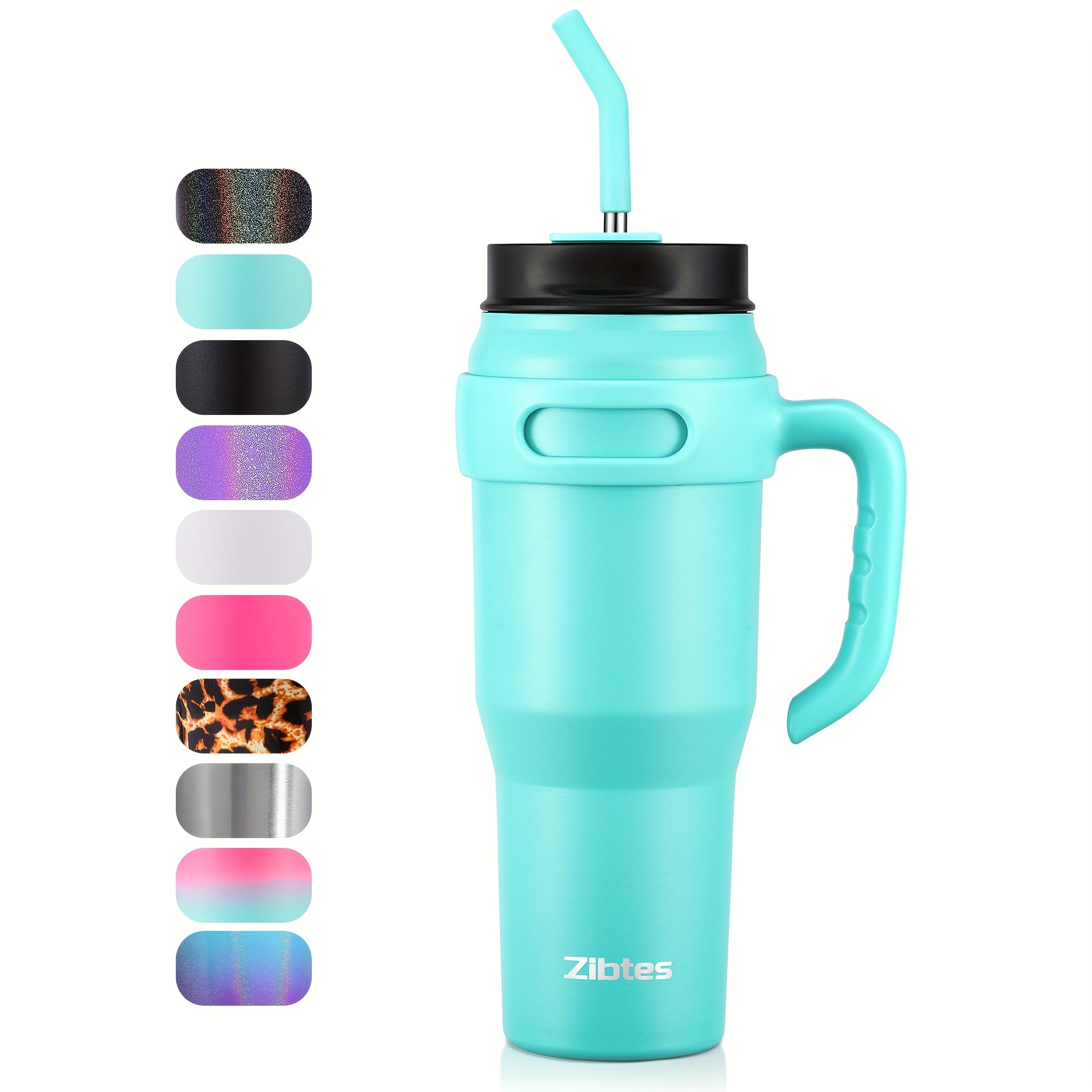 

Zibtes 40oz Insulated With Lid And Straws, Stainless Steel Double Vacuum Coffee With Handle, Drinks To 34 Hours Or Hot For 12 Hours