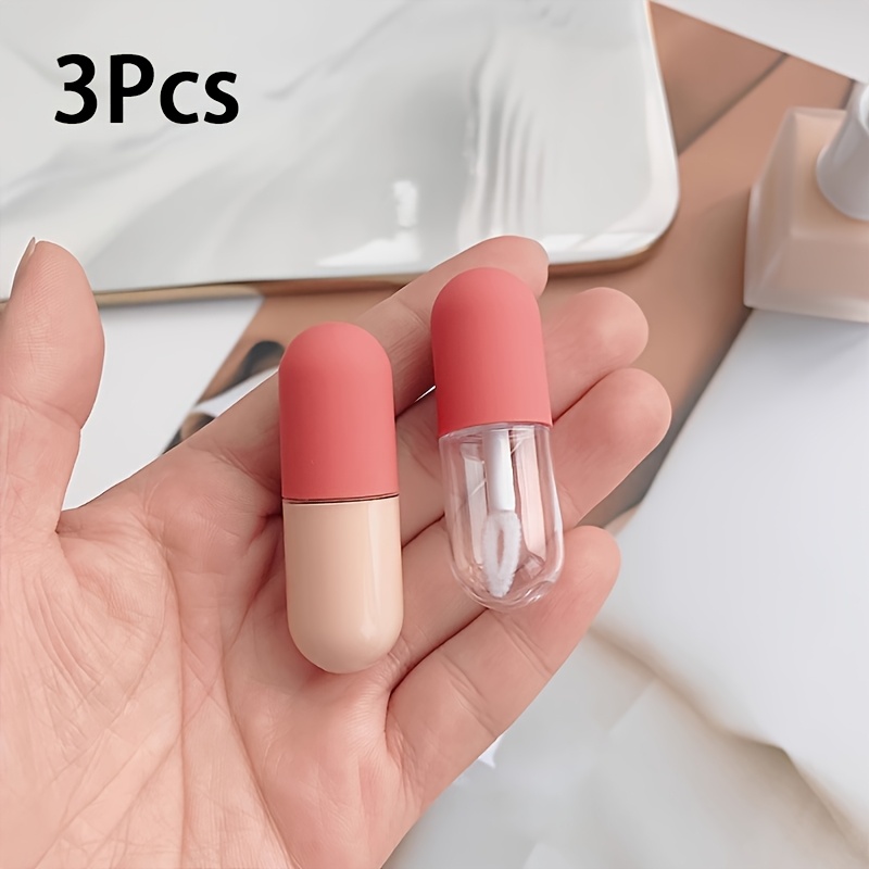 

3pcs Mini Capsule Foundation & Serum Dispenser Bottles With Applicator Wand, Hypoallergenic Plastic Oval , Leakproof , With Hand Wash Only