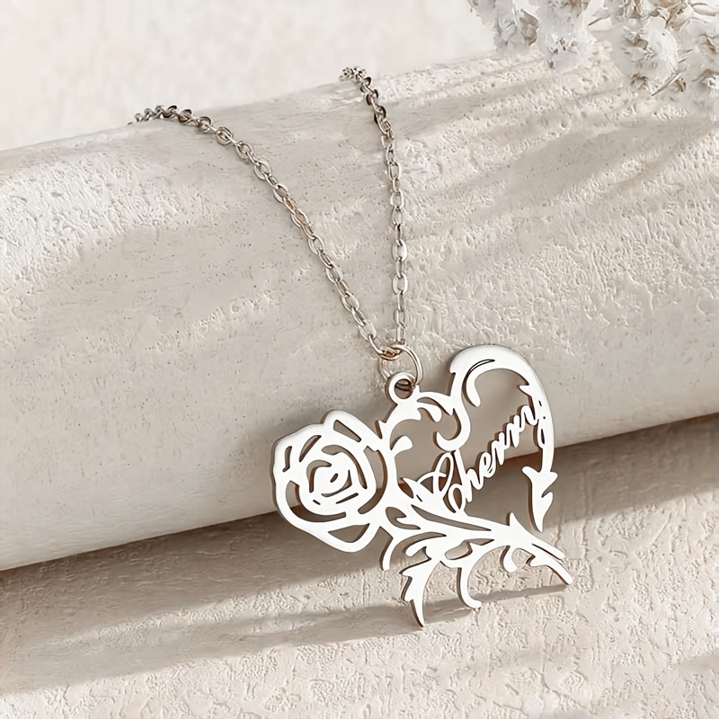 Custom Heart-Shaped Name Necklace, 18K Gold Plated Gift