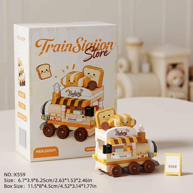 TEMU Miniature Train Series Micro Building Blocks Ornament Suitable For Thanksgiving Day Valentine's Day Christmas Mother's Day Gifts