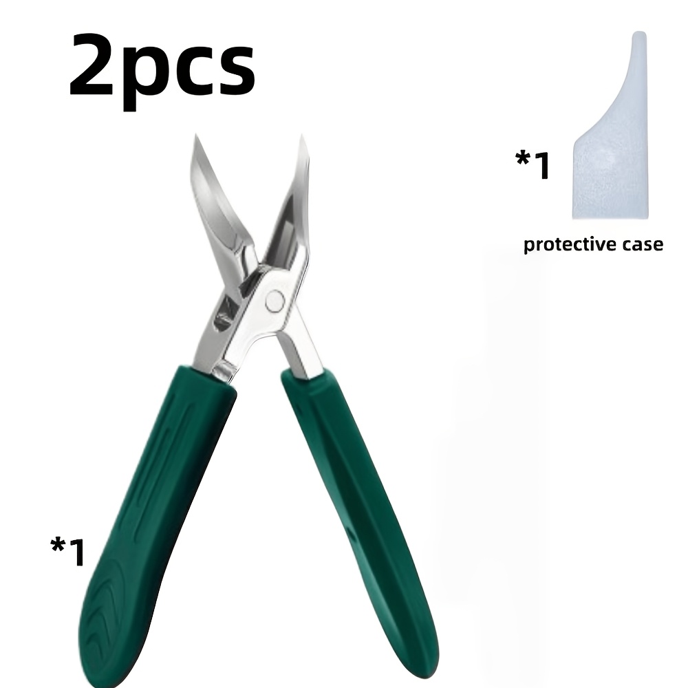TEMU 2pcs Set For Thick Nails - Made Of Heavy-duty Stainless Steel With High-precision Clippers, With Grips, Nail Clipper Head Covers, Ultra-sharp