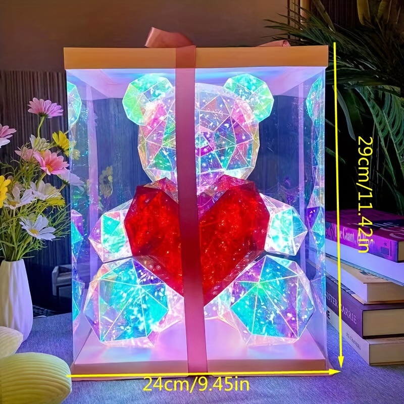 enchanting led bear figurine usb battery powered perfect for christmas valentines day weddings more indoor outdoor decor with gift box packaging details 2