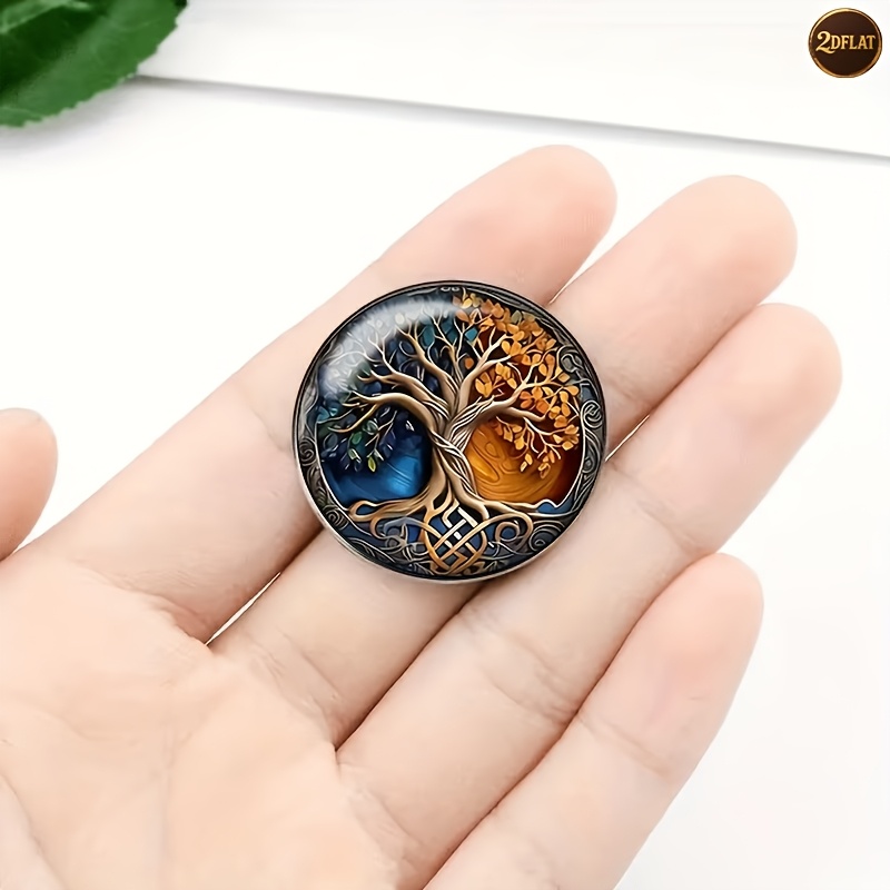 Creative Tree of Life Stainless Steel Brooch, Colorful Badge