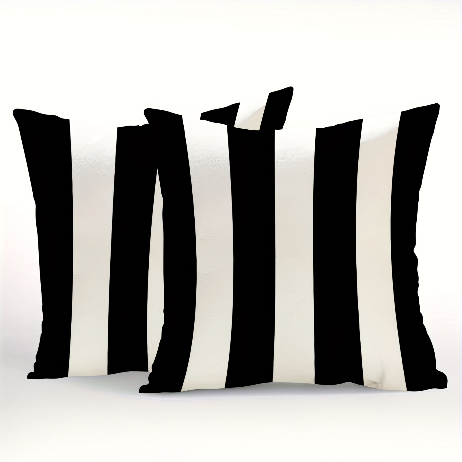 TEMU 2pcs Outdoor Pillow Covers, Black And White Striped Pattern, Black And Alternating, Zipper Closure, 100% Polyester, Suitable For Patio Garden