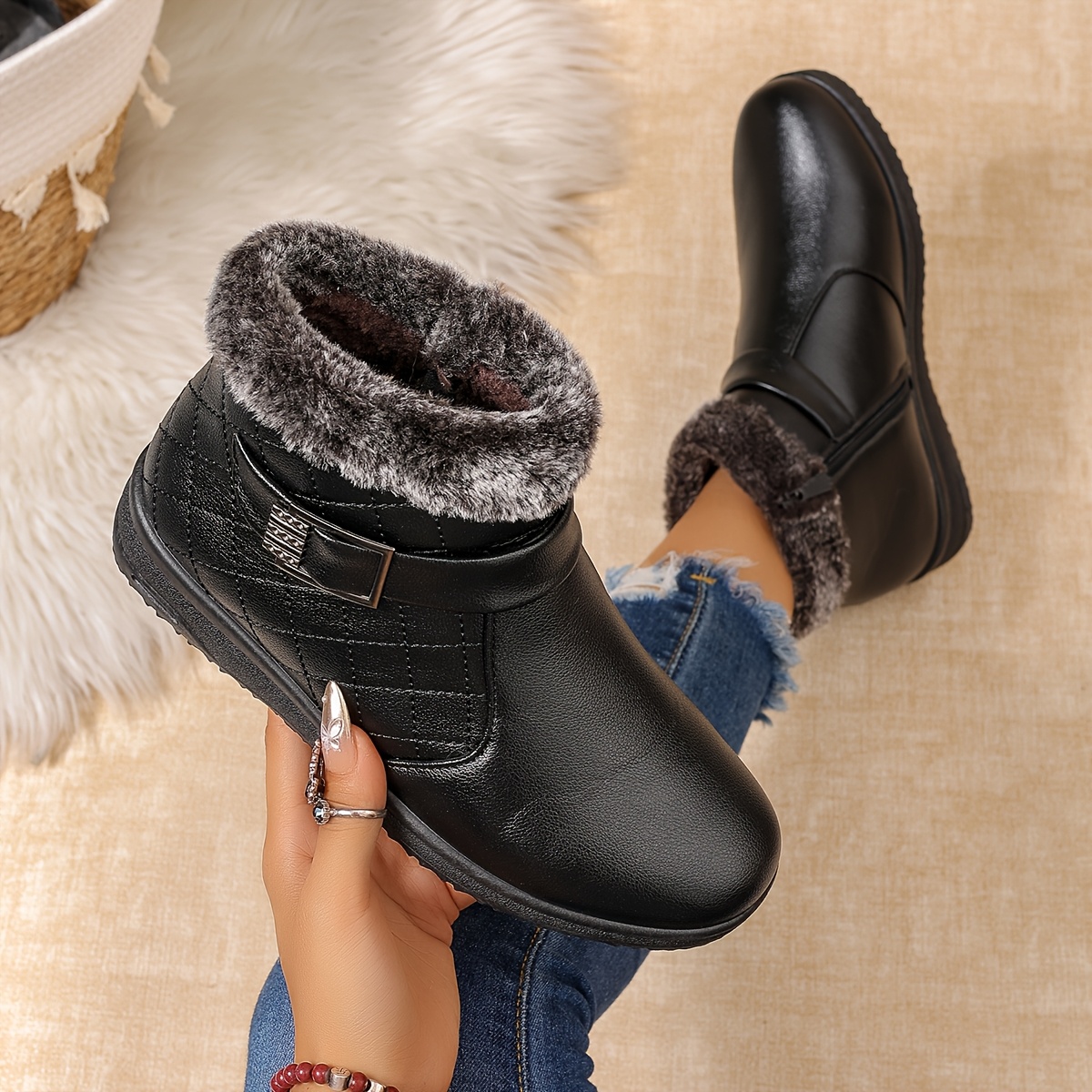 Ultra-Warm Winter Boots with Thick Sole for Outdoor Hiking