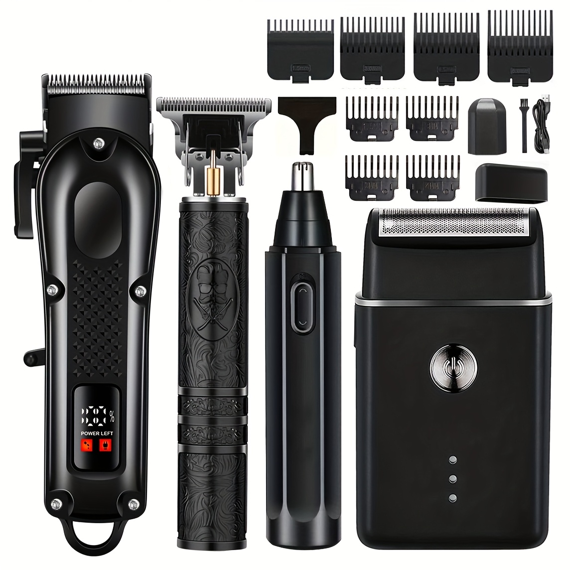 item picture 4 in 1 rechargeable electric grooming kit for men hair clipper electric foil shavers and beard trimmers ear nose hair trimmer set usb charged   or fathers day gift