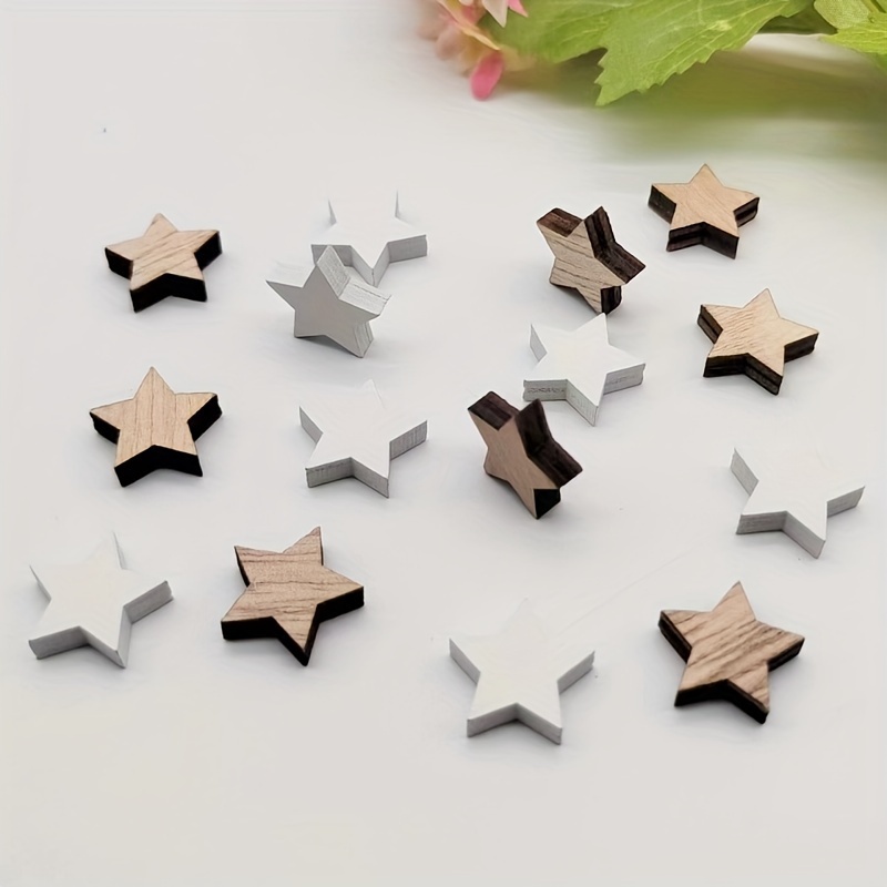 

36-pack Wooden Star Ornaments Natural & White Mix For Christmas Holiday Decor - Diy Craft Wooden Stars For General Decorating, No Feathers, Non-electric