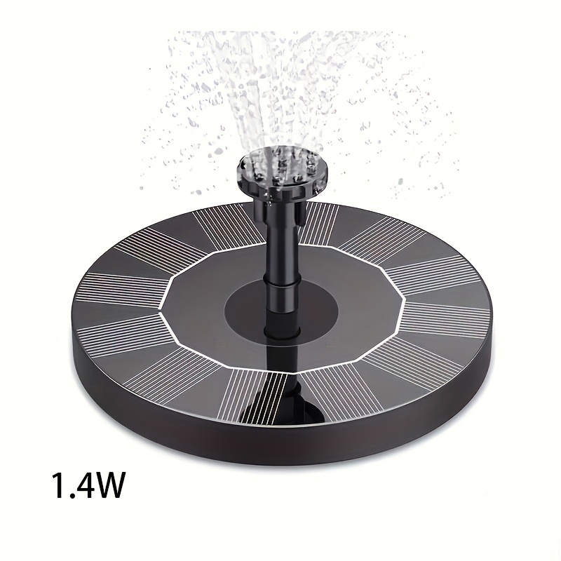 TEMU Kit de fuente flotante solar de 1 pieza-1W/1.4W, con 6 boquillas, con diferentes formas de fuente, adecuado para exteriores, patios, peceras,