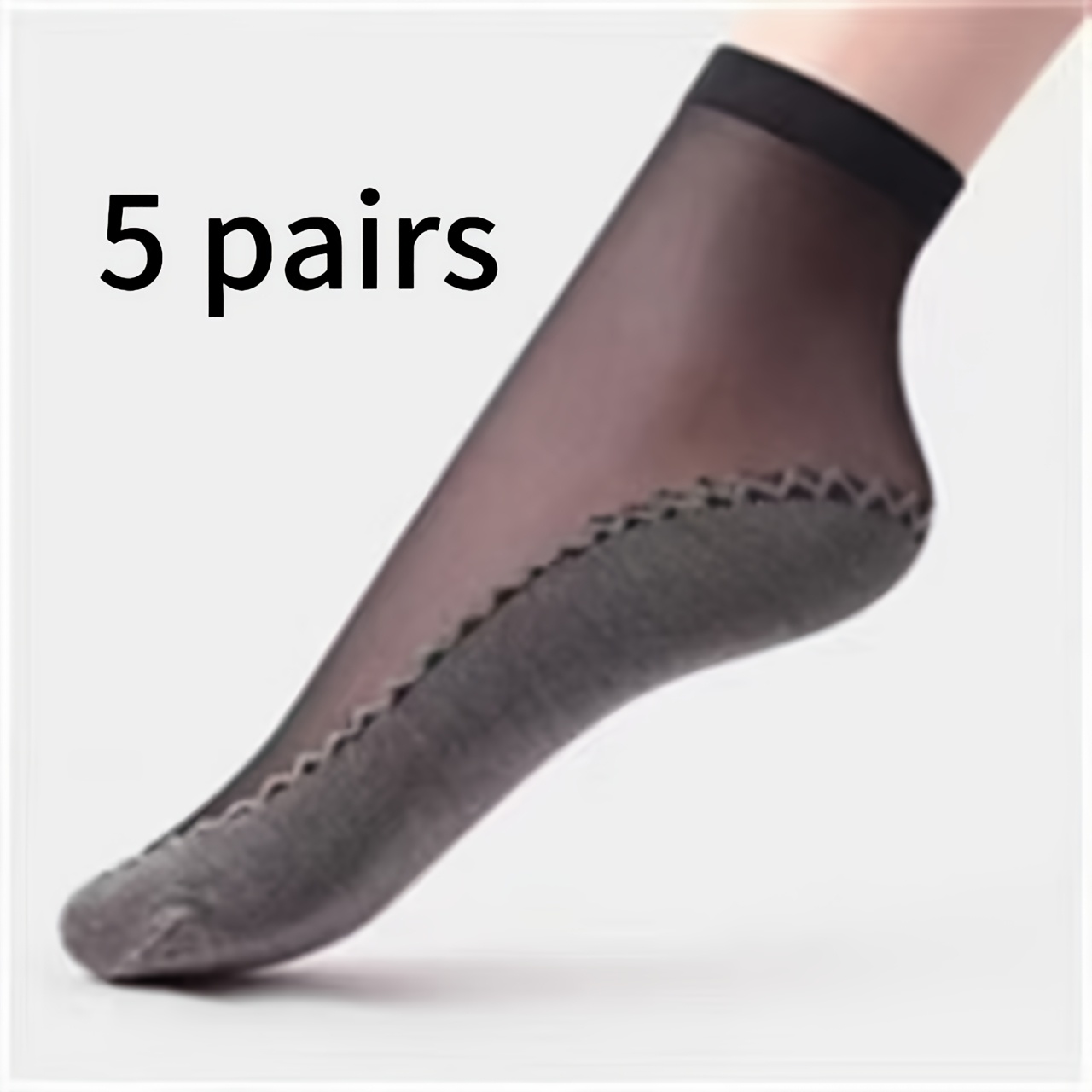 Image of 5 Pairs Of Novelty Women's Short Socks With A Cooling Effect, Breathable For Spring, Summer, And Autumn, Moisture-wicking, And Featuring A Non-slip Nude Color