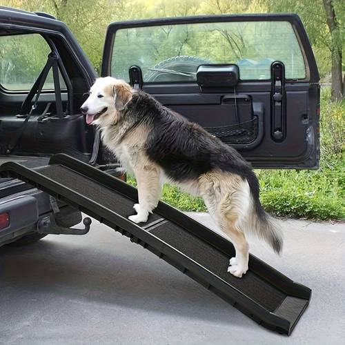foldable dog ramp for all dogs including seniors injured dogs 60 inches non slip pet ramp with raised side rails for durable pp material suitable for cars trucks suvs pet ladder dog steps for cars