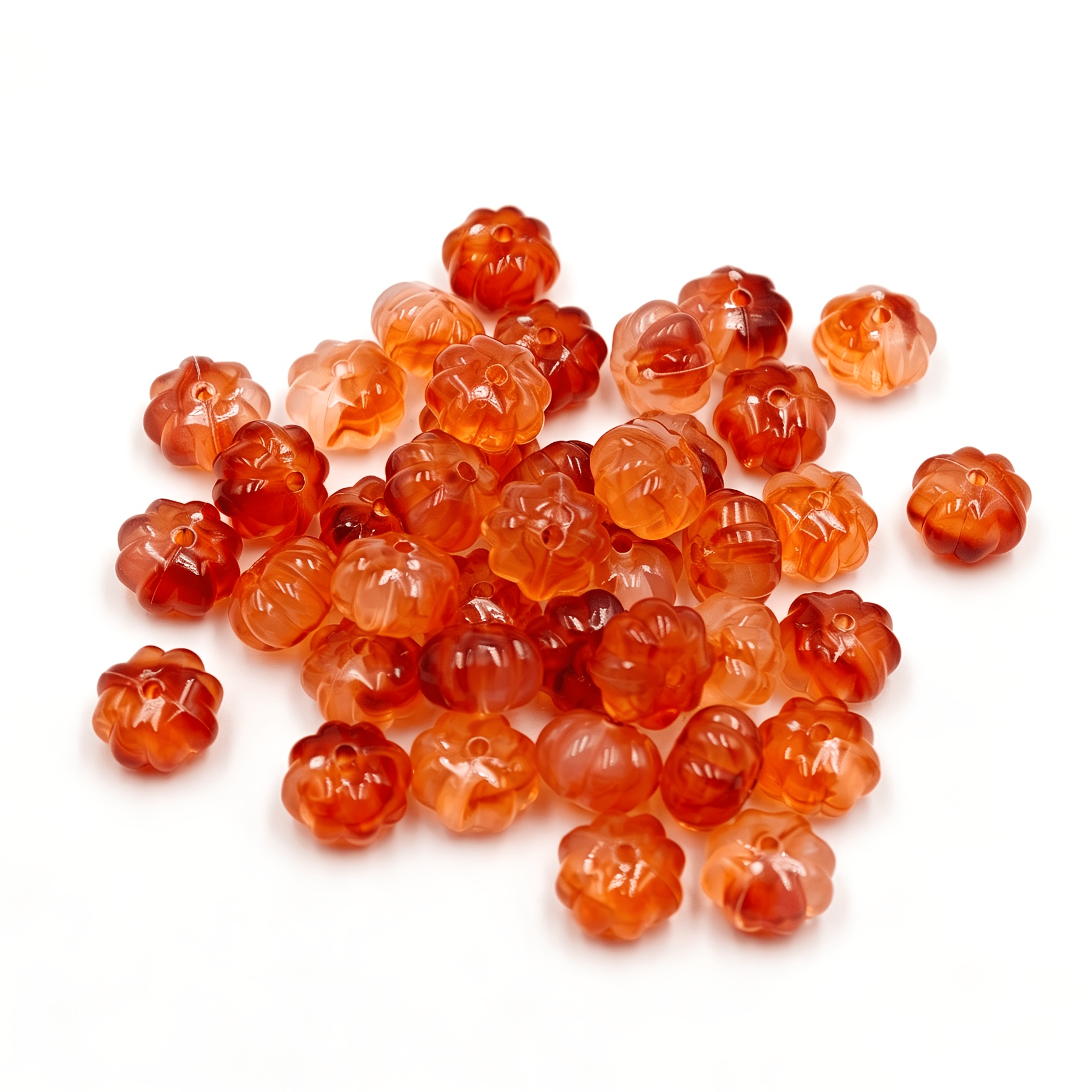 TEMU Lot de 40 perles citrouille pour la fabrication de bijoux DIY, artisanat d'automne, assortiment de perles citrouille pour breloques - Ton pour