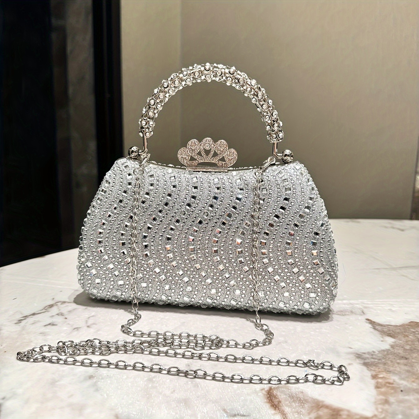 Elegant Rhinestone Evening Clutch Bag for Women elegant evening clutch bag women glam synthetic - Temu