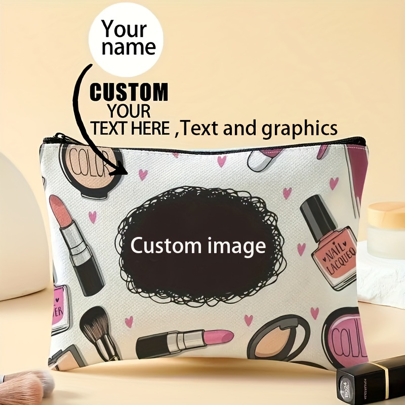 

1pc Customizable Bag , Personalized Cosmetic , Unisex Adult, -free, Gift For , ,