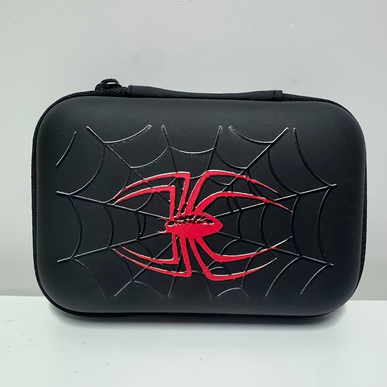 TEMU Red And Web Print Portable Gadget Storage Pouch, Superhero Organizer
