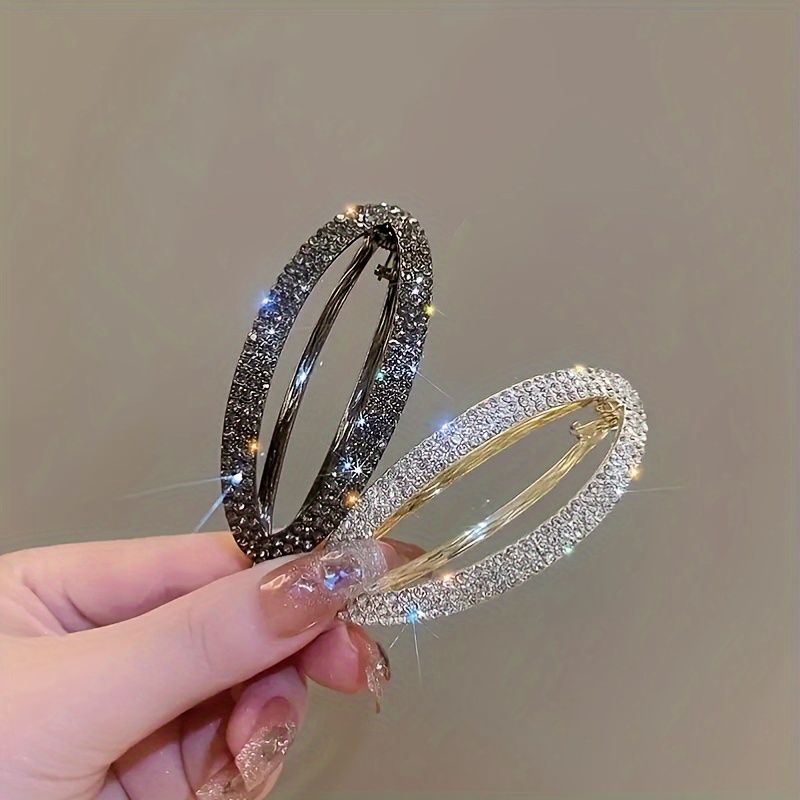 1pc 2pcs fashion oval rhinestone hair clip teen girls holiday hair accessories suitable for daily details 5