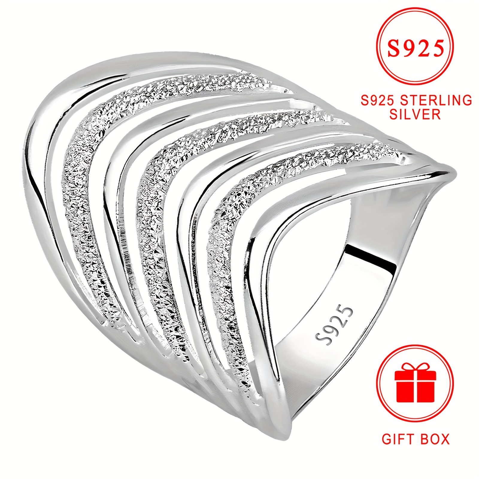 

5g S925 Silver Large Ring Low Allergy Nickel-free Women's European And American Exaggerated Luxury Unique High-quality Decoration Jewelry Daily Party Wear Holiday Gift Gift Box