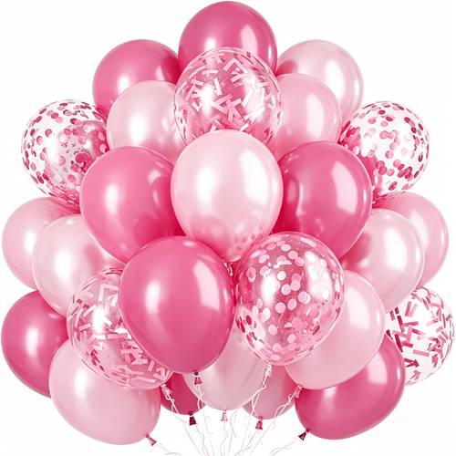 poza articolului set de 30 baloane roz, baloane confetti roz metalic de 30.48 inch, set de baloane din latex roz piersică, potrivit pentru aniversare, zi de naștere, nuntă, baby shower, decor pentru petrecere cu tematică prințesă