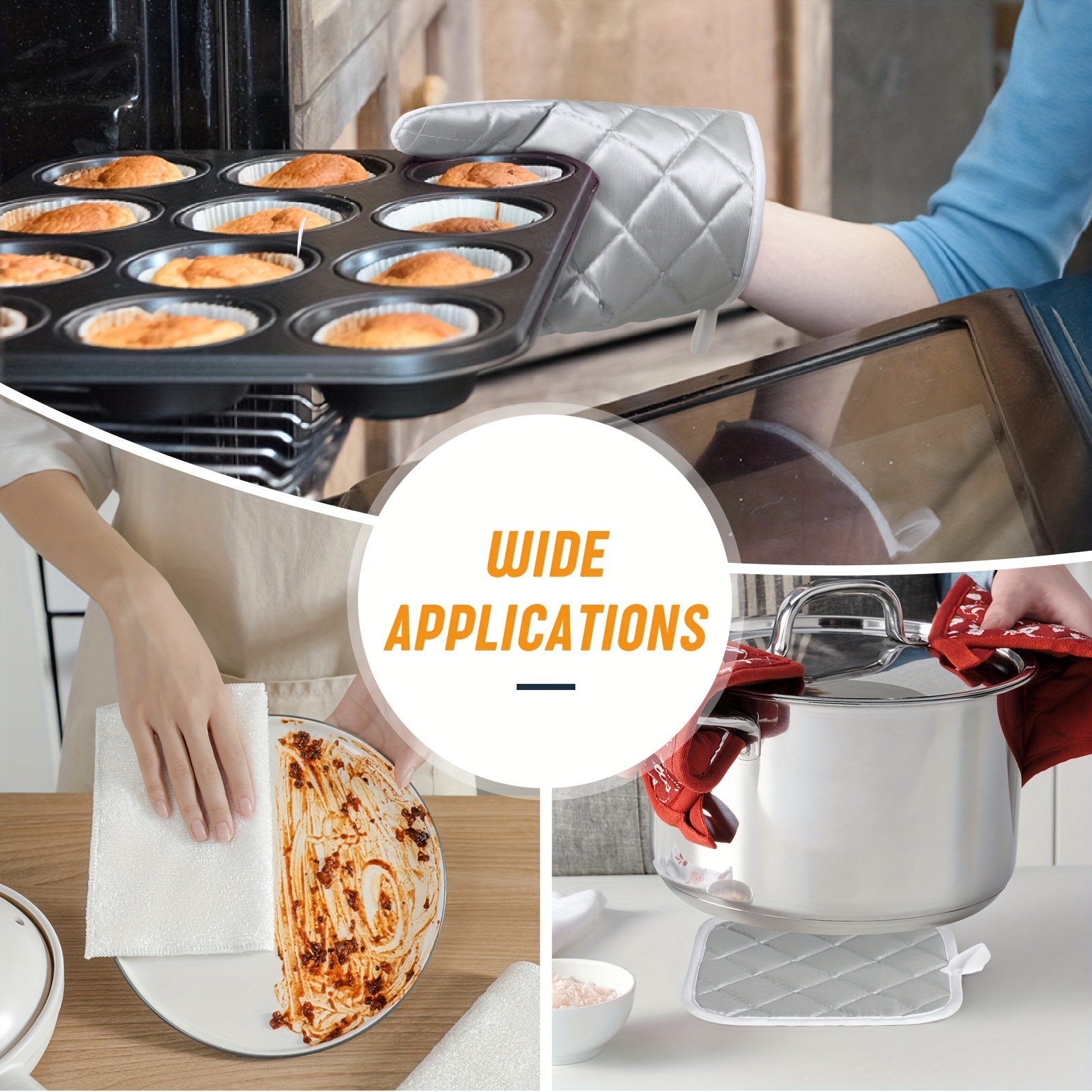

7 Pcs Blank Sublimation Oven Mitts Set Include Sublimation Heat Resistance Oven Glove And Pot Holders Kitchen Dish Towels With Soft Polyester For Diy Kitchen Room Accessories (white)