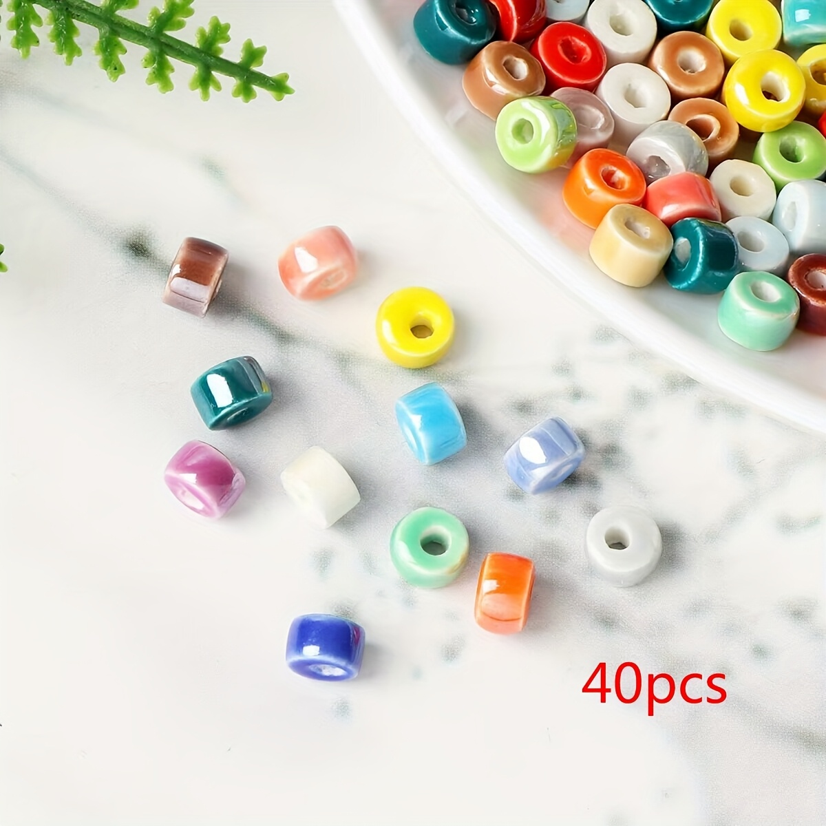 E-shop 4x6mm Keramik-Abstandshalterperlen - Sortierte Farben, Glänzende Perlen für DIY-Schmuckherstellung, Armbänder, Halsketten, Ohrringe – Langlebige