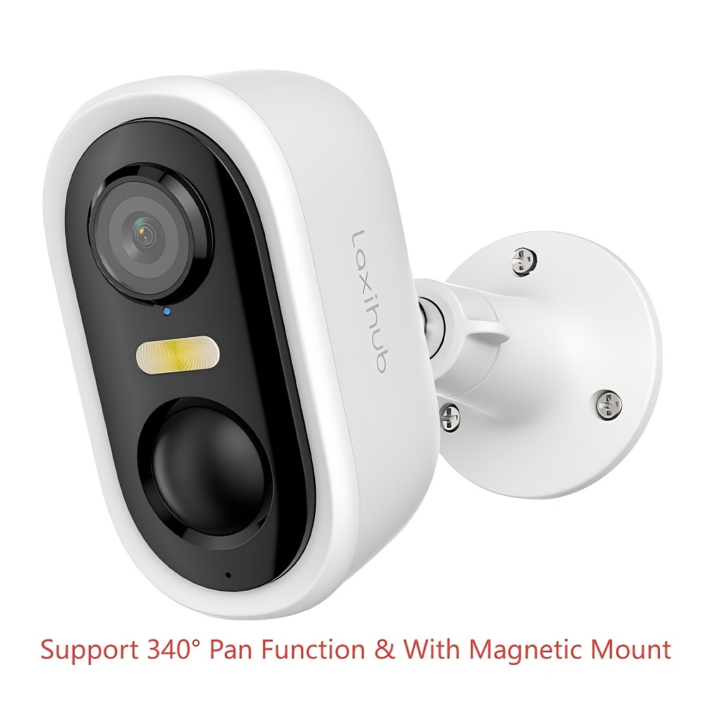 Image of Laxihub Wifi Outdoor Battery Security Camera, 3mp 1296p Fhd Video , 5200mah Battery Powered Cctv Camera For , Detection, Spotlight, Color Night Vision, Audio