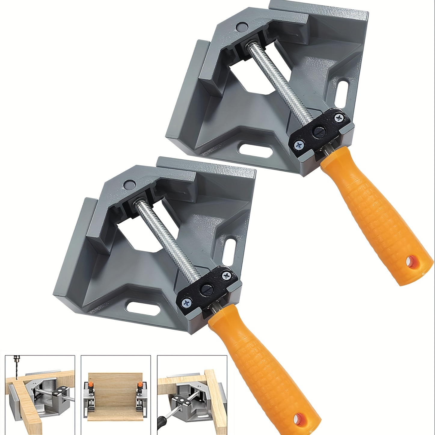 

2pcs Right Angle Clamp, Aluminium Alloy Adjustable 90 Degree Corner Clamp High Precision Woodworking Clamp Picture Frame Cabinet Clamp For Welding Framing Drilling Doweling