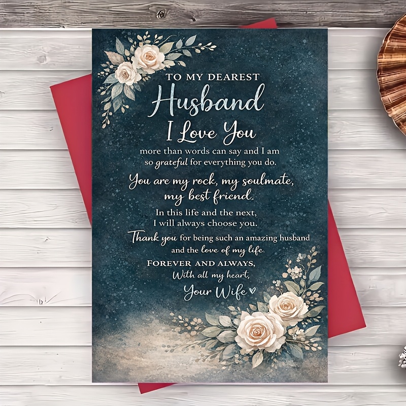 TEMU 1 Envelope And 1 Greeting Cardromantic Husband Greeting Card From Wife Anniversary Birthday Valentines Wedding Day Love Note 2d Card For Him